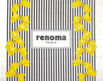 Vintage Renoma Paris Handkerchief Ribbons / Striped Pattern Pocket Square 17.5" X 17.5"