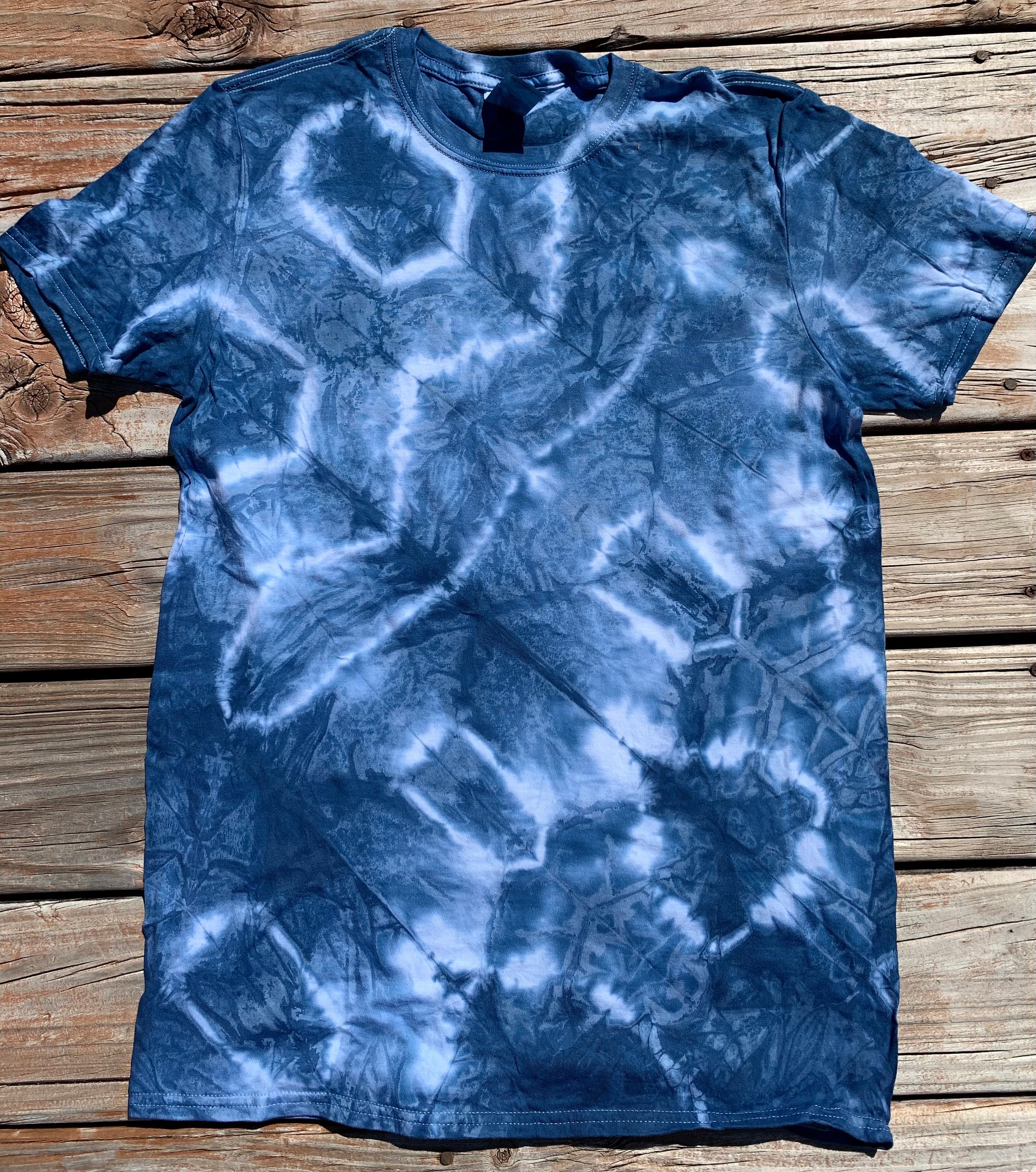 Indigo Hand dyed tie dye adult tee shirt shibori | Etsy