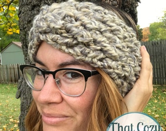 Toasty Pine Crochet Ear Warmer Pattern, Bulky Twist Headband (PDF Pattern)