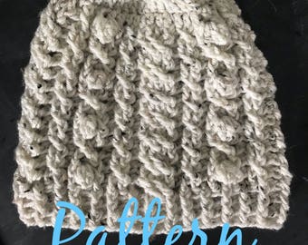 Crochet PATTERN ONLY, Irish Sweater Hat Pattern, Beanie Pattern, Crochet Cable Hat Pattern, toque, womens hat pdf, instant download