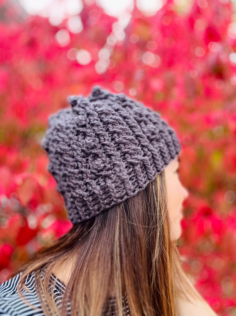 Crochet Irish Sweater Hat Pattern, Women's Cable Beanie (PDF Pattern) image 7