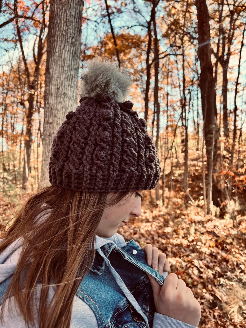 Crochet Irish Sweater Hat Pattern, Women's Cable Beanie (PDF Pattern) image 10