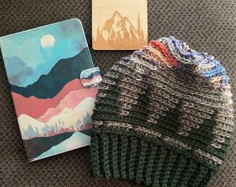 Bozeman Bre Beanie Crochet Pattern- Crochet Pattern Only, PDF, Mountains, forest, trees, crochet mountain hat