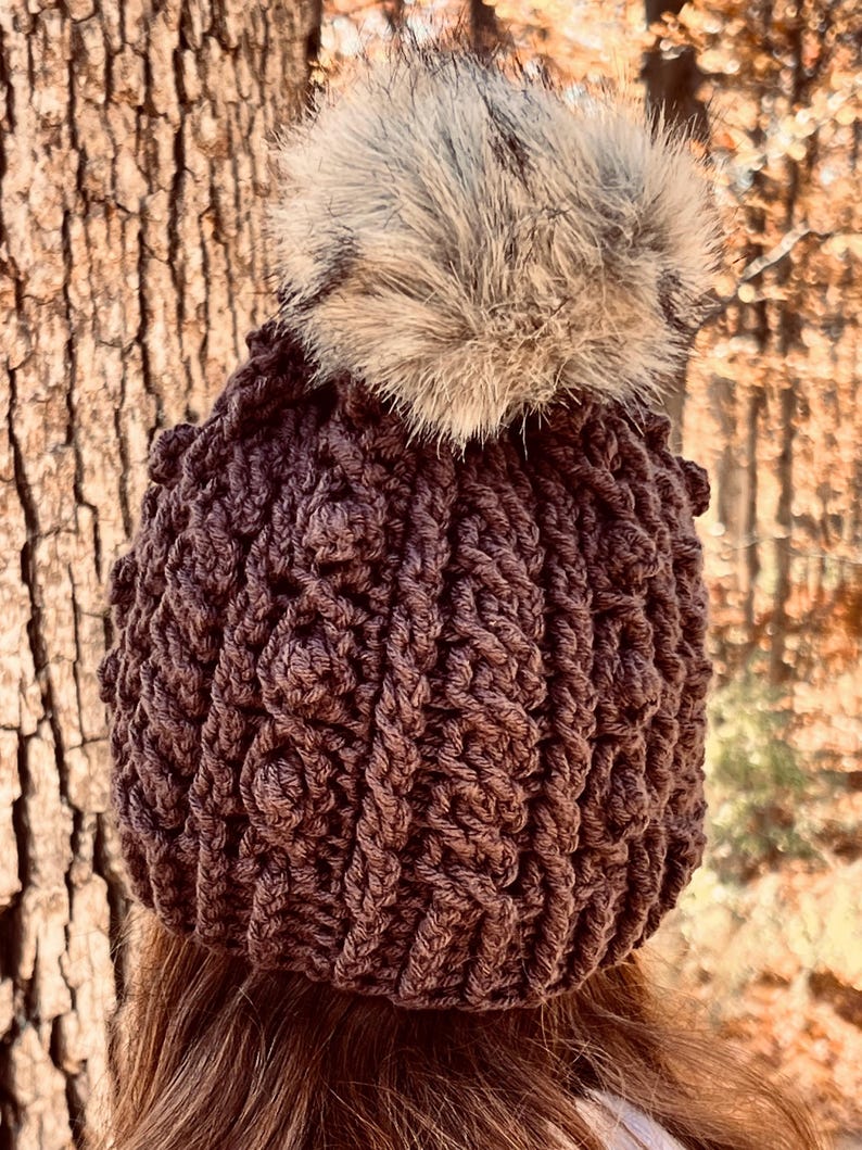 Crochet Irish Sweater Hat Pattern, Women's Cable Beanie (PDF Pattern) image 9