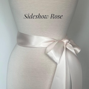 Pale Pink Satin Ribbon Sash,1 1/2&quot; and 2 1/4” Wide Bridal Ribbon Sash Belt,Wedding Sash Belt,Bridesmaid Sash,Flower Girl. SIDESHOW ROSE