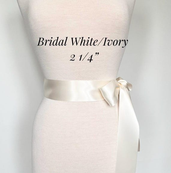 BRIDAL WHITE/IVORY Satin Ribbon Sash,1 1/2 display picture 2