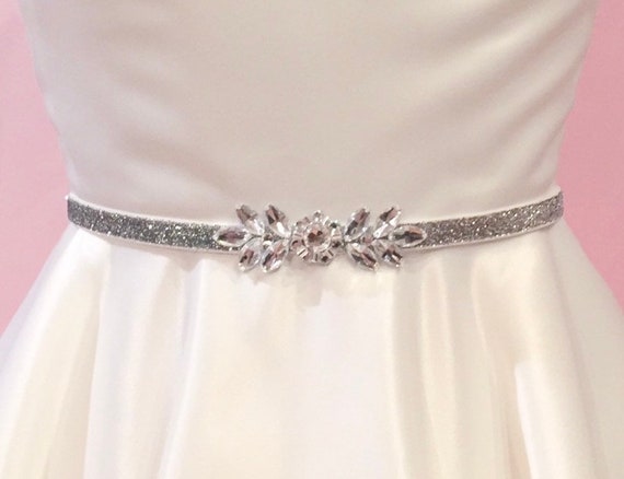 Silver glitter belt for dress best sale