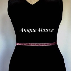 Mauve Pink Belt, 3/8”Bridal Stretch Belt,SWEETHART COLLECTION Belt, Thin Dress Belt,Skinny Elastic belt, Bridesmaid Belt,Glitter Elastic Bel