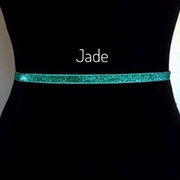 Aqua Green Bridal Belt,3/8”Beach Wedding, Aqua Stretch Glitter Belt, Shimmer Bridesmaid Sash Belt,Flower Girl,MOB Belt,Maternity