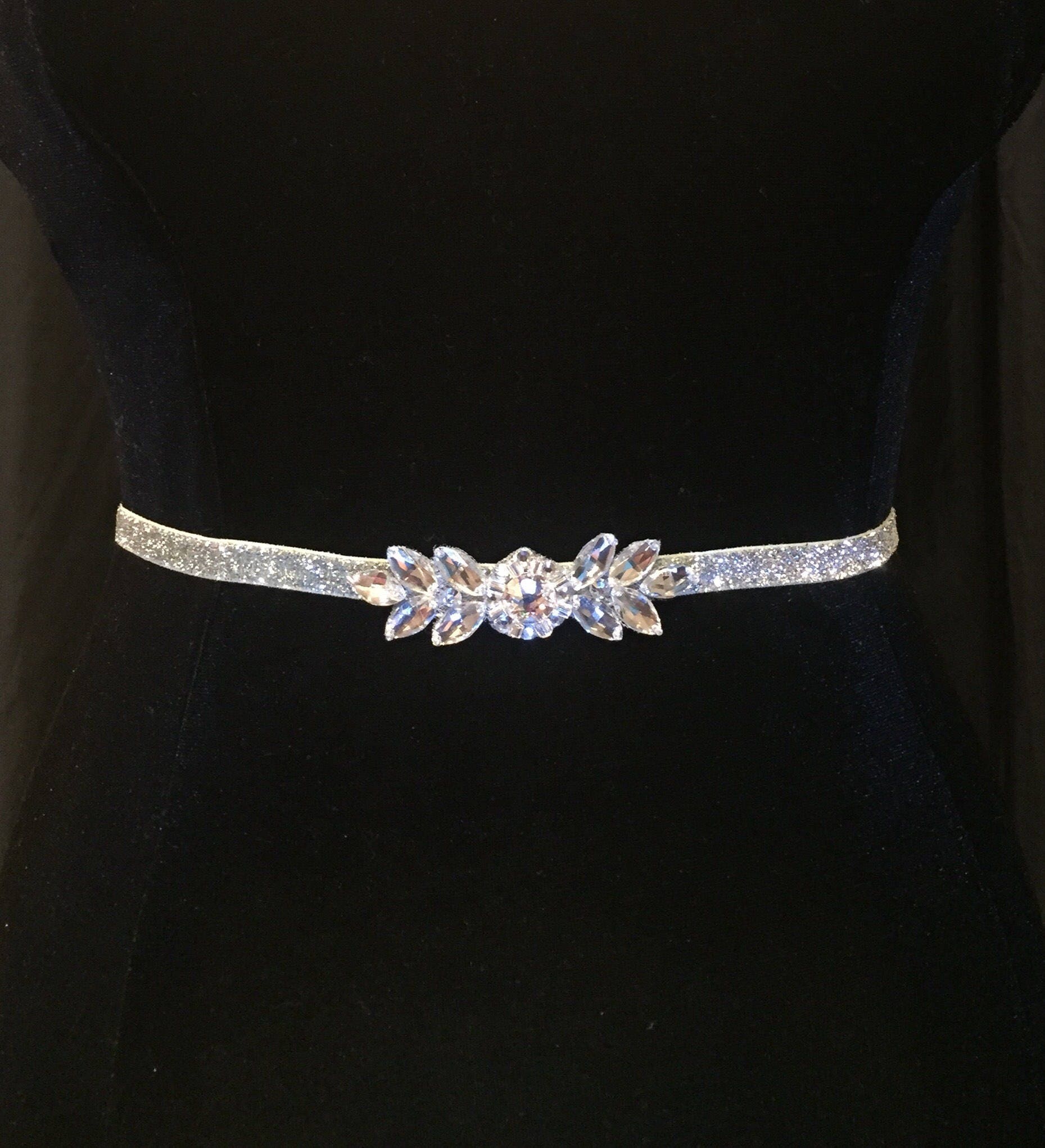 Rhinestone Belt Green Stretch Belt BRIDAL Skinny Belt Etsy