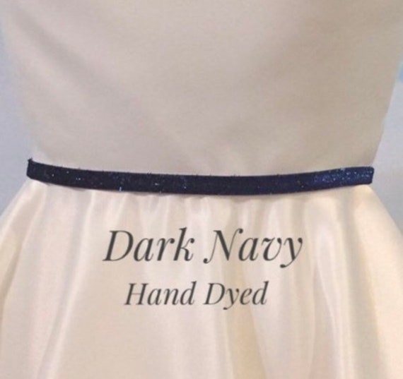 Navy Glitter Belt, 3/8” Bridal Accessory Stretch Belt,thin  display picture 1
