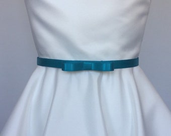 Satin Bow Belt,5/8” Satin Bridal Belt for Dress,Adjustable Bridesmaid Belt,After Five Belt,Special Occasion Belt, Bridal Party accessory.