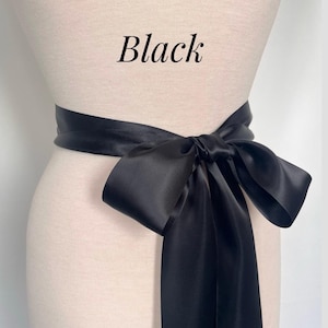 Black Satin Ribbon Sash,1 1/2&quot; and 2 1/4” Wide Bridal Sash Belt,Wedding Sash Belt, Ribbon Sash,Bridesmaid Sash,Flower Girl. BLACK