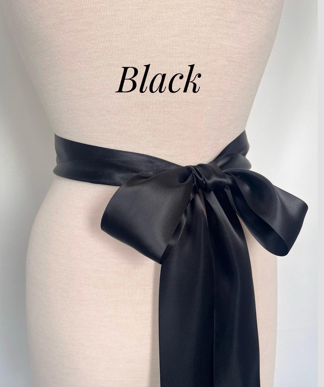 black satin tie belt