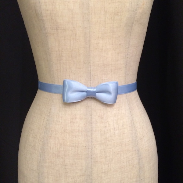 Satin Bow Belt,Tuxedo Bow Belt, 5/8” Belt w/ 1 1/2” wide Bow, Bridal Bow Belt,Bridesmaid, Flower Girl,Adjustable,Prom, Special Occasion