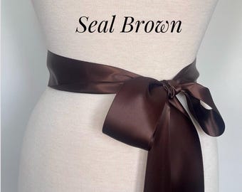 Satin Ribbon Tan Sash Gold & Tan Flower Lace Bridal Sash: Champagne Ivory Ribbon  main image 2