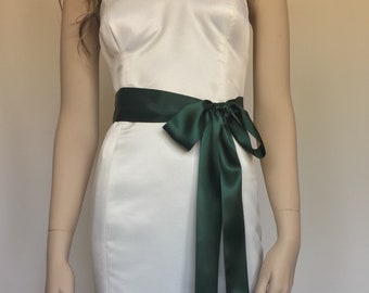 Dark Green Ribbon Sash,1 1/2" and 2 1/4” Wide Bridal Sash Belt,Wedding Sash Belt, Ribbon Sash,Bridesmaid Sash,Flower Girl. HUNTER/FOREST