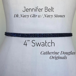 Blue 4” Rhinestone SWATCH,3/8” Navy Blue Rhinestone Stretch Glitter Belt, Special Occasion, Bride,Bridesmaid,MOB belt,Custom Made, Gala.