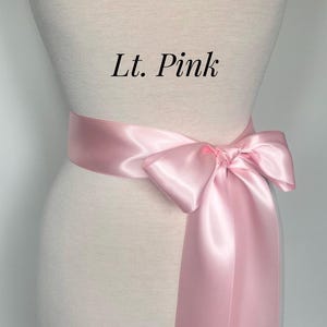 Lt. Pink Satin Ribbon Sash,1 1/2&quot; and 2 1/4” Wide Bridal Ribbon Sash Belt,Wedding Sash Belt,Bridesmaid Sash,Flower Girl. LT PINK