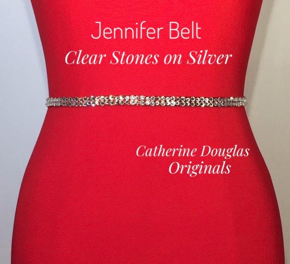 green emerald velvet dress Hand-Sewn Silver Rhinestone Wedding Dress Belt with Ribbon main image 1