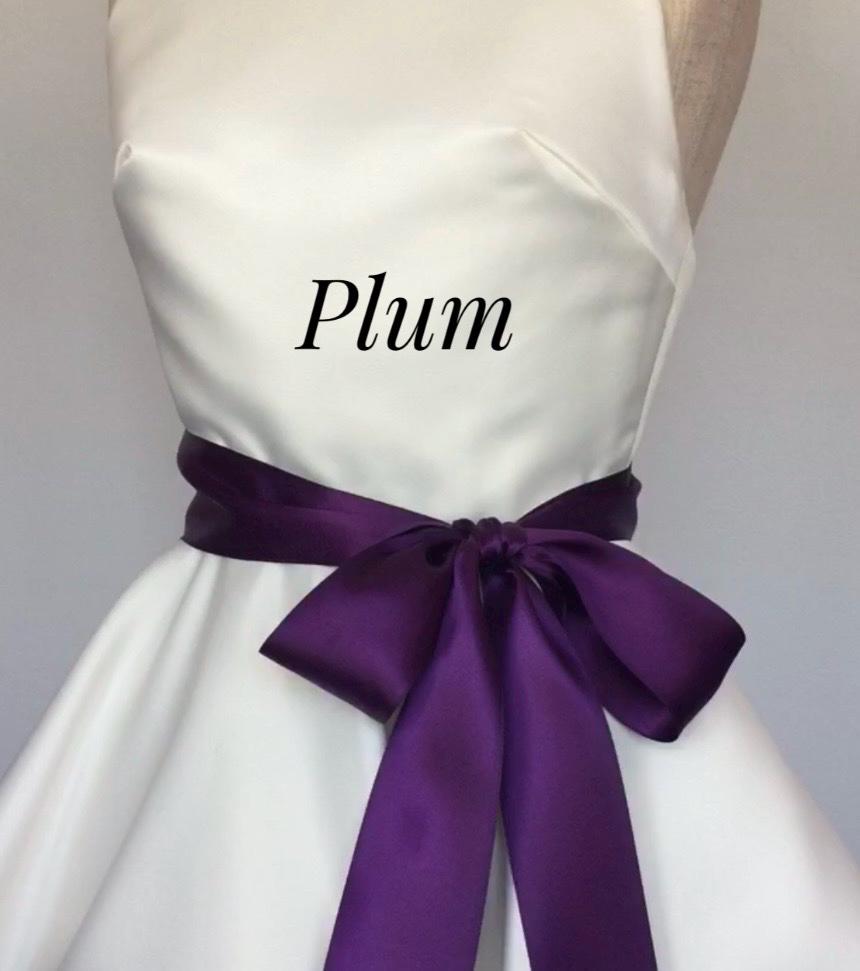 Plum Satin Ribbon Sash,1 1/2 display picture 3