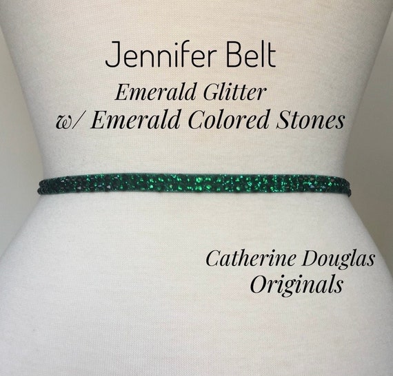 Emerald Green Rhinestone Belt,3/8” Rhinestone Stretch  display picture 3