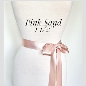 Pink/Beige Satin Ribbon Sash,1 1/2&quot; Wide Bridal Sash Belt,Custom Colors,Wedding Sash,Bridesmaid Sash,Flower Girl Sash. PINK SAND