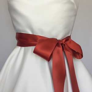 Satin Sash,1 1/2" and 2 1/4” Wide Bridal Ribbon Sash Belt,Custom Colors,Wedding Sash Belt, Ribbon Sash,Bridesmaid Sash,Flower Girl. RUST
