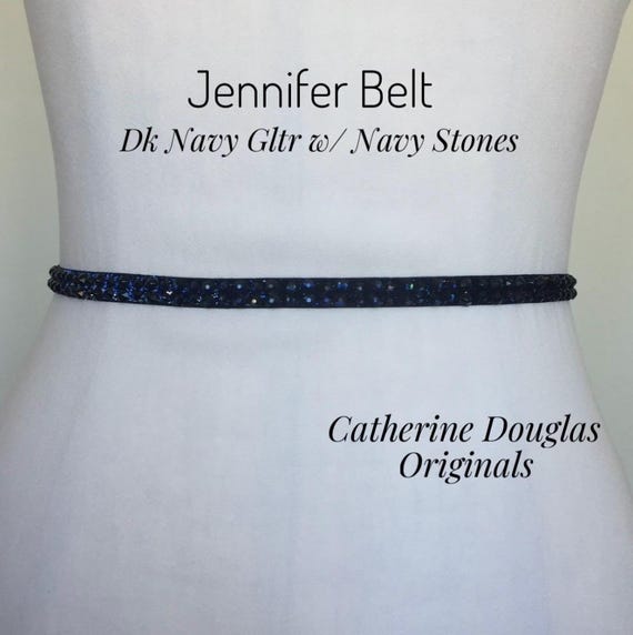 Navy Blue Rhinestone Belt,3/8” Dark Navy Rhinestone Stretch  display picture 1
