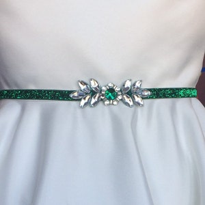 Rhinestone Belt,Emerald Green Glitter Belt for Wedding or Party, Bridesmaid Gift, Special Occasion Crystal Sash Belt, Bridal Party Gift,