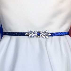 Rhinestone Belt,Royal Blue Glitter Belt for Wedding or Party, Bridesmaid Gift, Special Occasion Crystal Sash Belt, Bridal Party Gift,