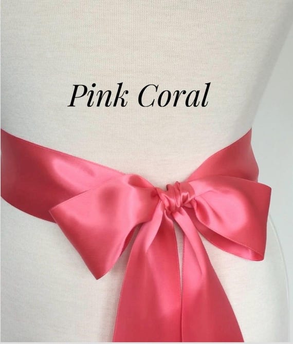 Coral Satin Ribbon Sash,1 1/2 display picture 1