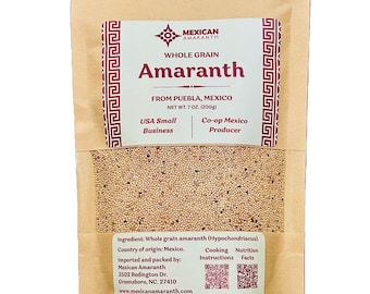 Grano Entero de Amaranto (semillas), 7 oz, Hypochondriacus Premium de Puebla México, Grano Antiguo Tradicional