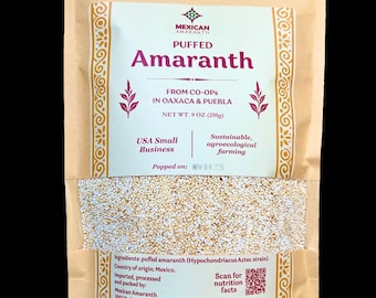 Mexican Puffed Amaranth from Puebla and Oaxaca, Mexico, Traditional Aztec Strain, 9 oz
