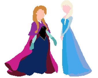 Frozen Anna and Elsa Two Pattern Pack Instant Download Cross Stitch Pattern Pack