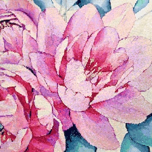 Pink Peonies Counted Cross Stitch Instant Download PDF Pattern