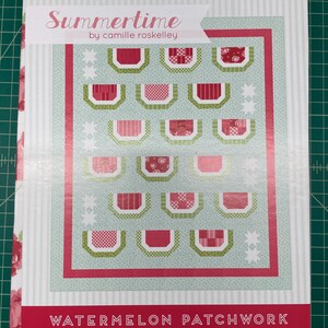 May include: A quilt kit box with a watermelon patchwork design. The quilt pattern shows red and green watermelon slices on a light blue background. The text "Summertime" and "Watermelon Patchwork" are visible. Finished size is 147cm x 168cm.
