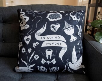 Victorian Mourning Pillow Cover - Pre Order - 18x18 Canvas Pillow Cover - COVER ONLY - Pillow Insert Not Included - Gothic Home Decor