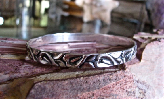 Danecraft Vintage Sterling Bangle - Calla Lily Pa… - image 1