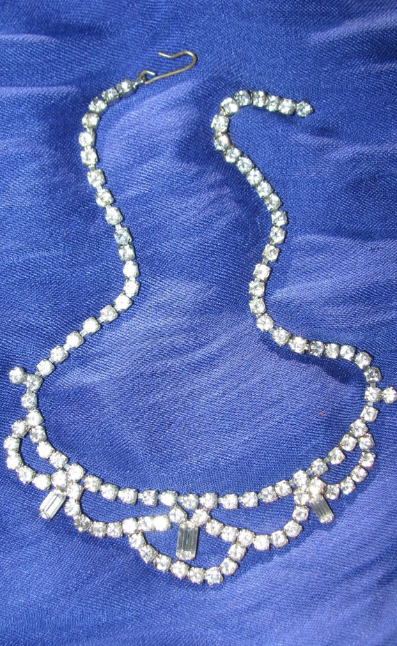 Early VTG Rhinestone Necklace 1950s Bling Excelle… - image 1