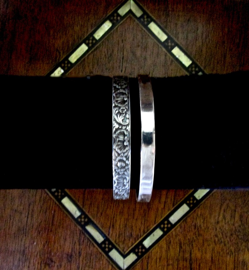 Vintage Hawaiian Sterling Bangle Bracelet with Sea Shells Ocean Waves Plumeria Pattern