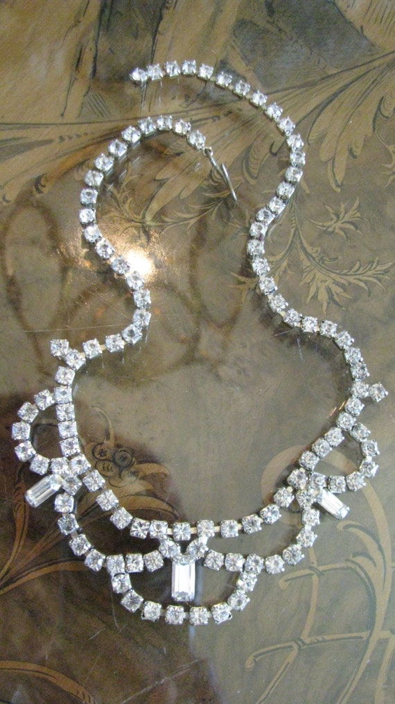 Early VTG Rhinestone Necklace 1950s Bling Excelle… - image 5