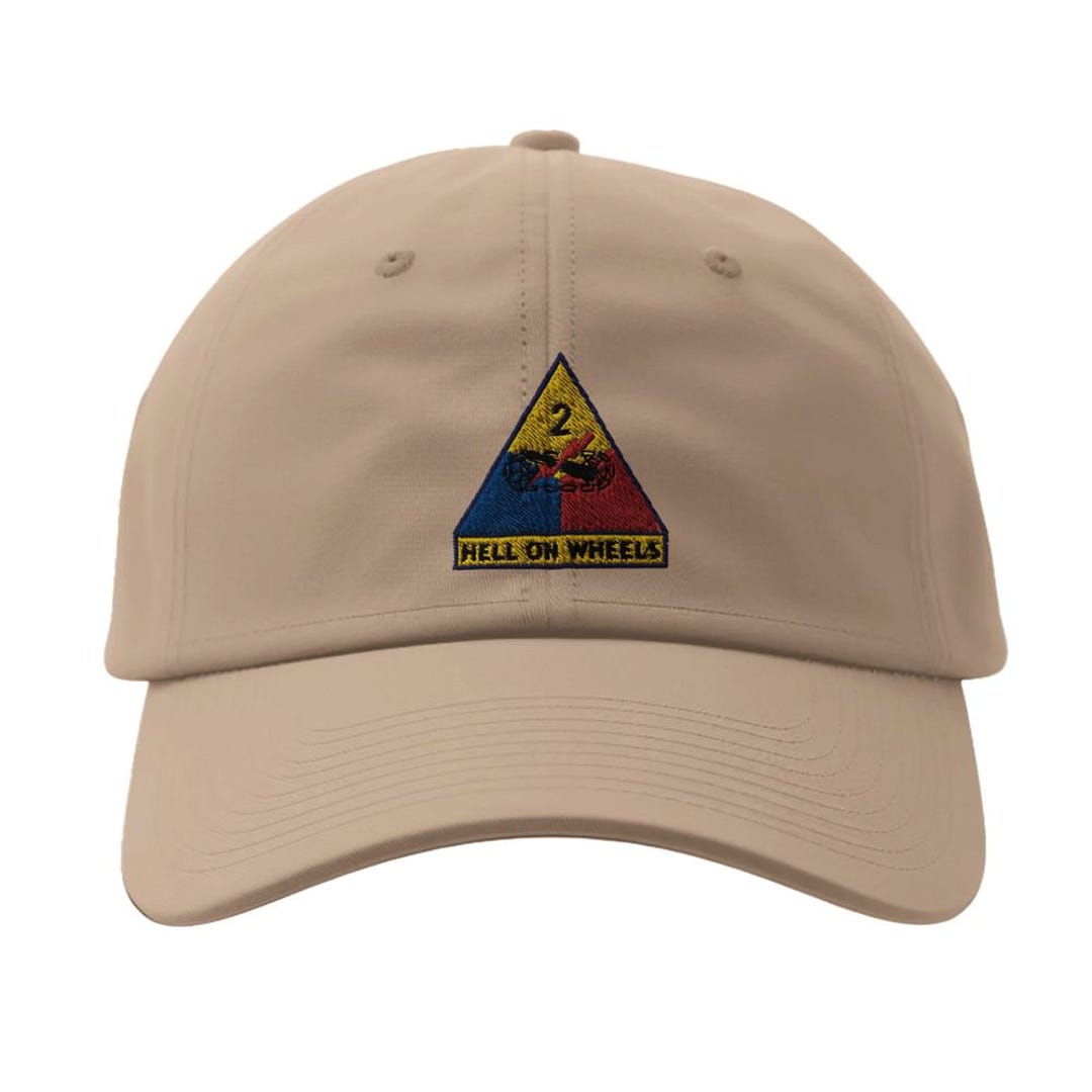 AES U.S. Army 2nd Armored Division 'Hell On Wheels' Embroidered Cap - Shadow Khaki