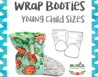 Menta Wrap Booties Young Child DIY Tutorial and sewing pattern ebook slippers shoes booties soft soles PDF projector file