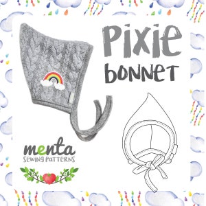Menta Pixie Hat Bonnet DIY eBook Schnittmuster und Anleitung Wintermütze alle Größen alle Stile Beamer Datei Puppengröße