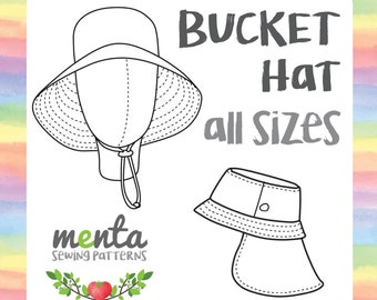 Menta Bucket Hat sewing pattern tutorial, summer winter, knit woven, all season all sizes, all styles included PDF ebook instructions