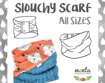 Menta Slouchy Scarf / All sizes neckwarmer sewing pattern and tutorial pdf ebook