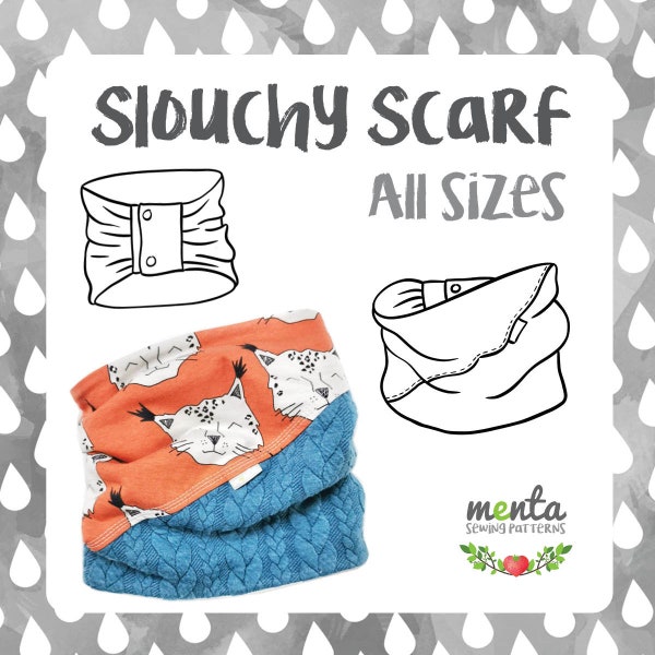 Menta Slouchy Scarf / All sizes neckwarmer sewing pattern and tutorial pdf ebook