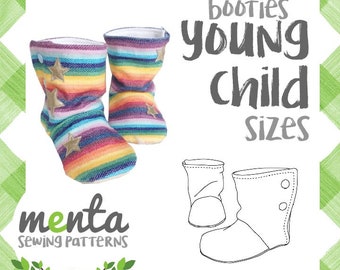 Young Child Menta Booties Slippers Boots PDF Sewing Pattern and Tutorial