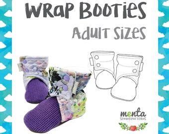 Menta Wrap Booties Young Adult DIY Tutorial and sewing pattern ebook slippers shoes booties soft soles PDF projector file